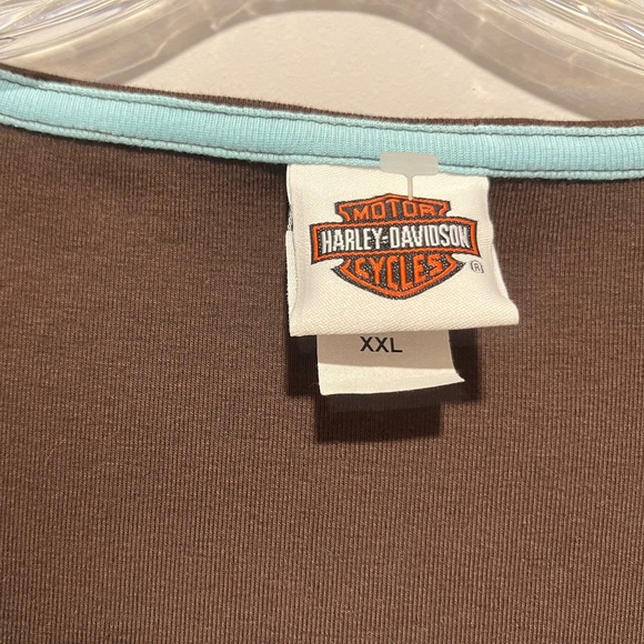 Harley Davidson Tank Top, Rhinestone, Las Vegas, Brown & Teal, Size XXL NWOT - Picture 5 of 6